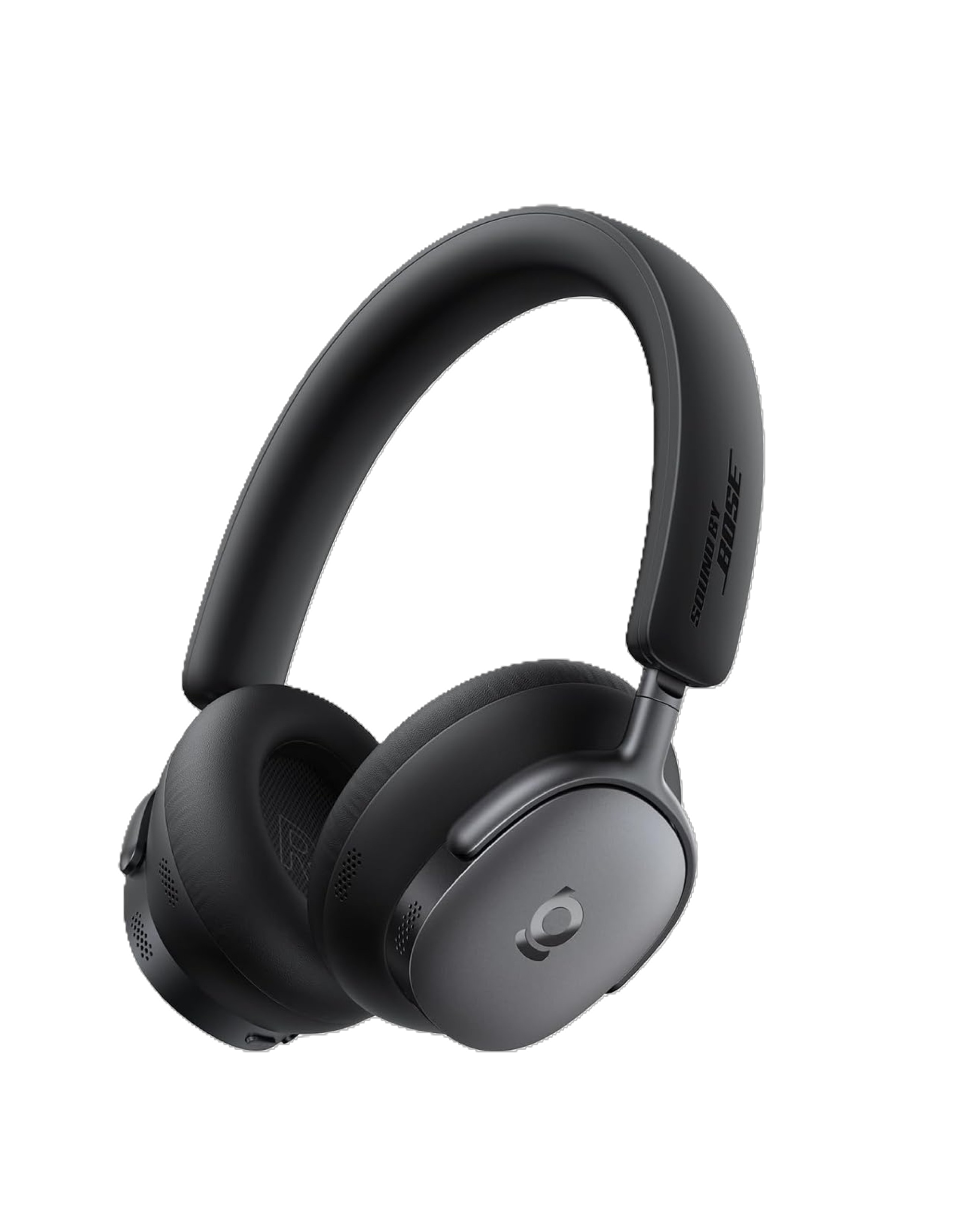 Black Bose headphones on a white background