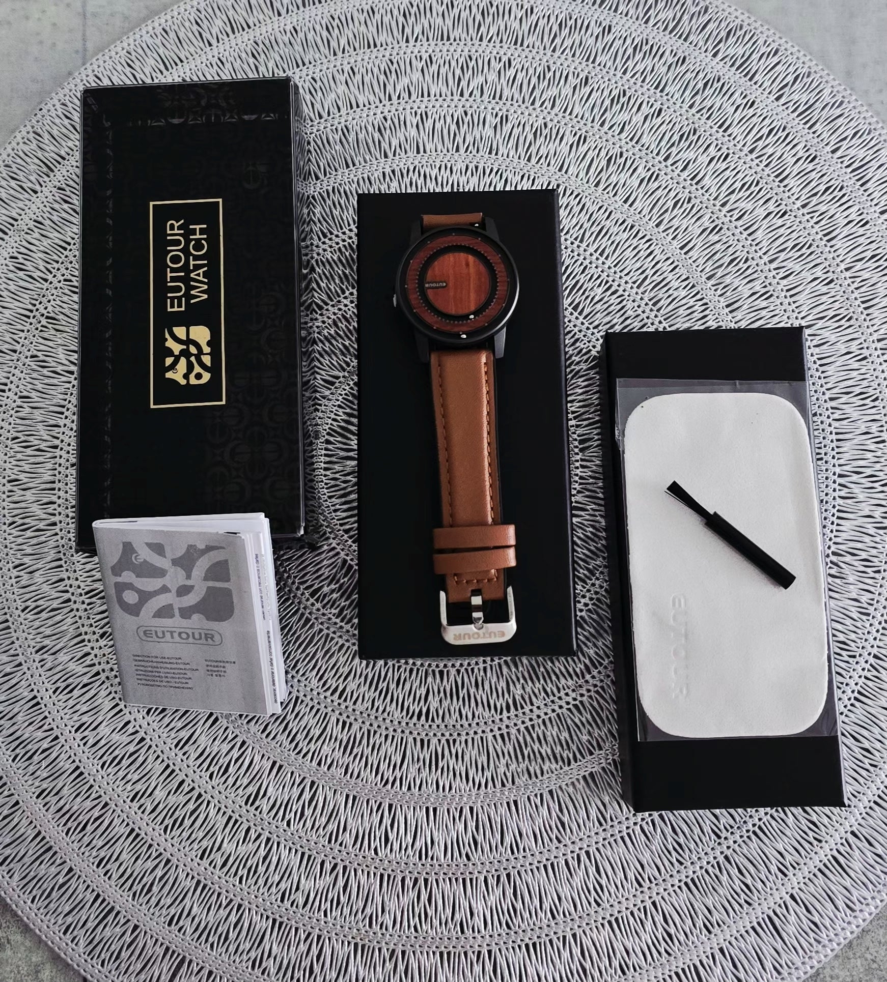 EUTOUR Montre Perles Magnétiques | Bois & Cuir PU Unisexe