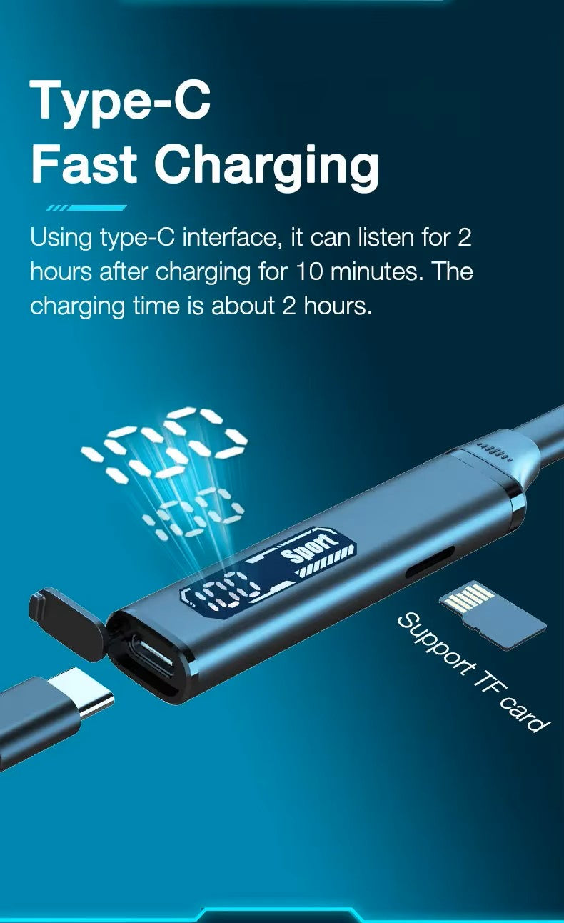 Type-C fast charging device with text on a blue background