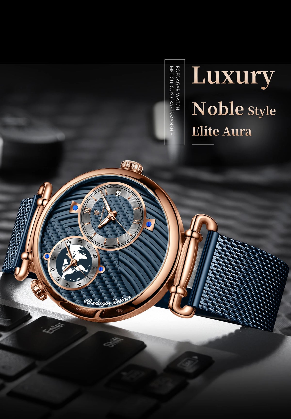 POEDAGAR 848 Men’s Dual Time Zone Quartz Watch