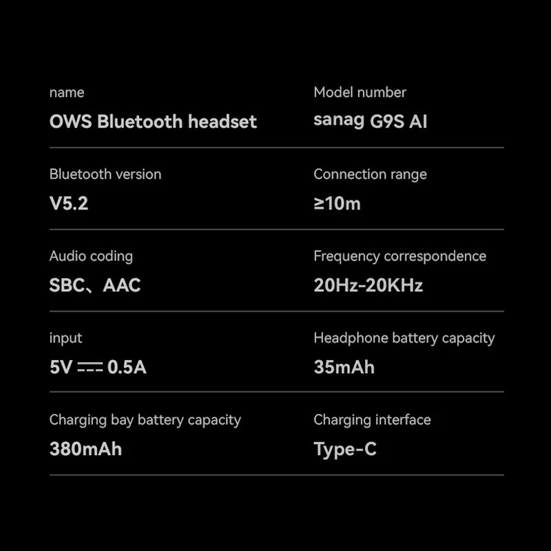 Sanag G9S Wireless Bluetooth Headphones Open-Ear Bluetooth 5.2 Wireless Earphones AI Translation Headphones IPX4 Sport Ear Hooks - Goldener Wahl