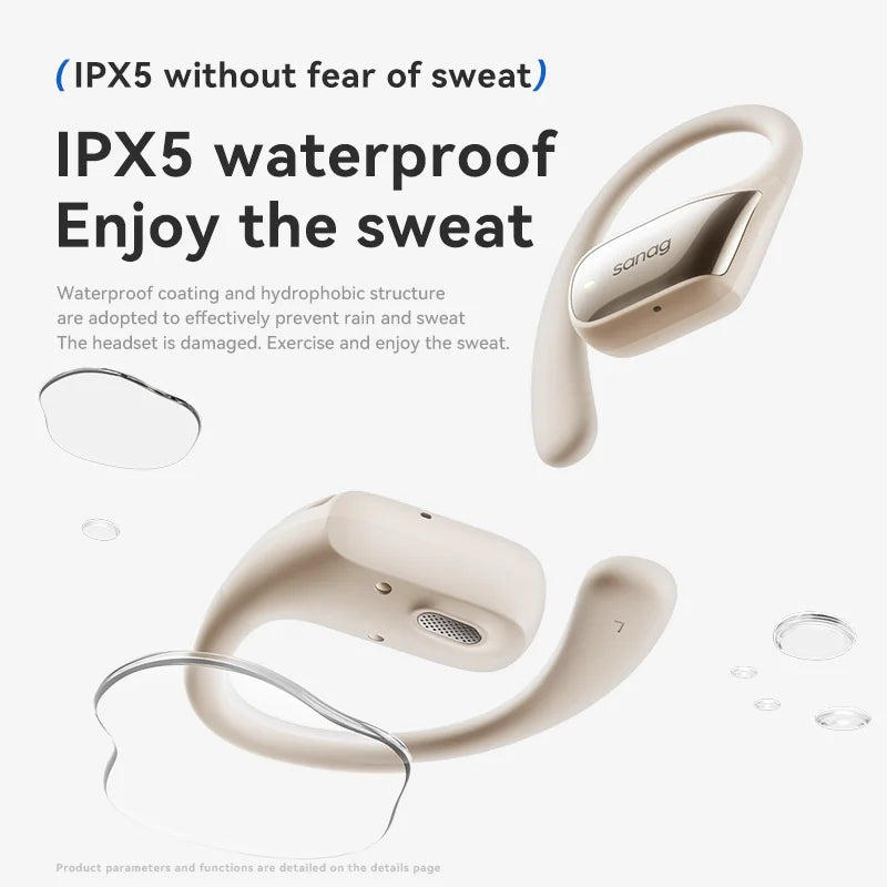 Sanag G3S Open-Ear Earphone Bluetooth Wireless Bluetooth 5.4 Headphones IPX5 Waterproof Air conduction Sports Ear Hooks - Goldener Wahl