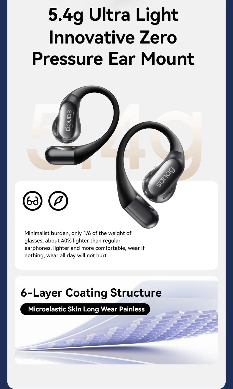Sanag G9S Wireless Bluetooth Headphones Open-Ear Bluetooth 5.2 Wireless Earphones AI Translation Headphones IPX4 Sport Ear Hooks - Goldener Wahl