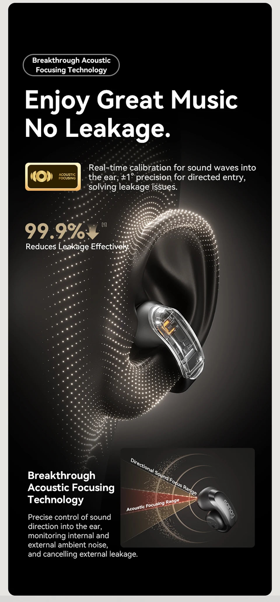 Sanag S9S AI Ear Clip Headset - Goldener Wahl