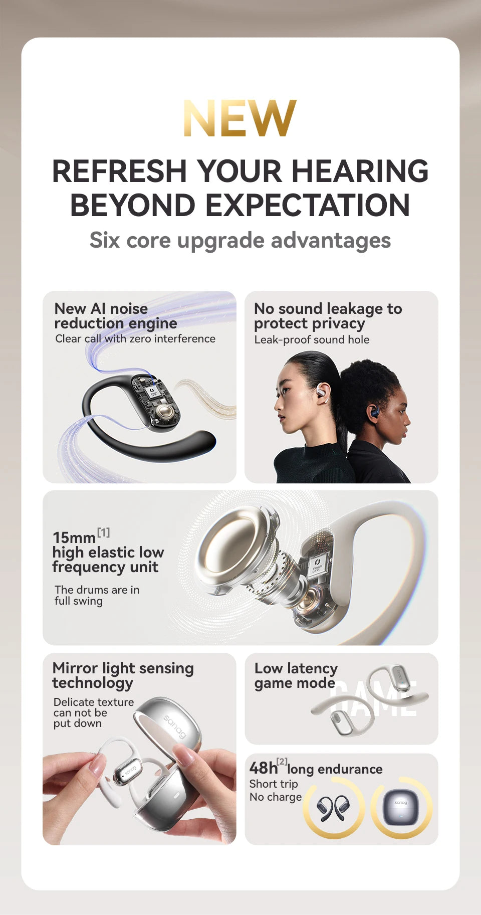 Sanag G30S Air Conduction Earphones - Goldener Wahl