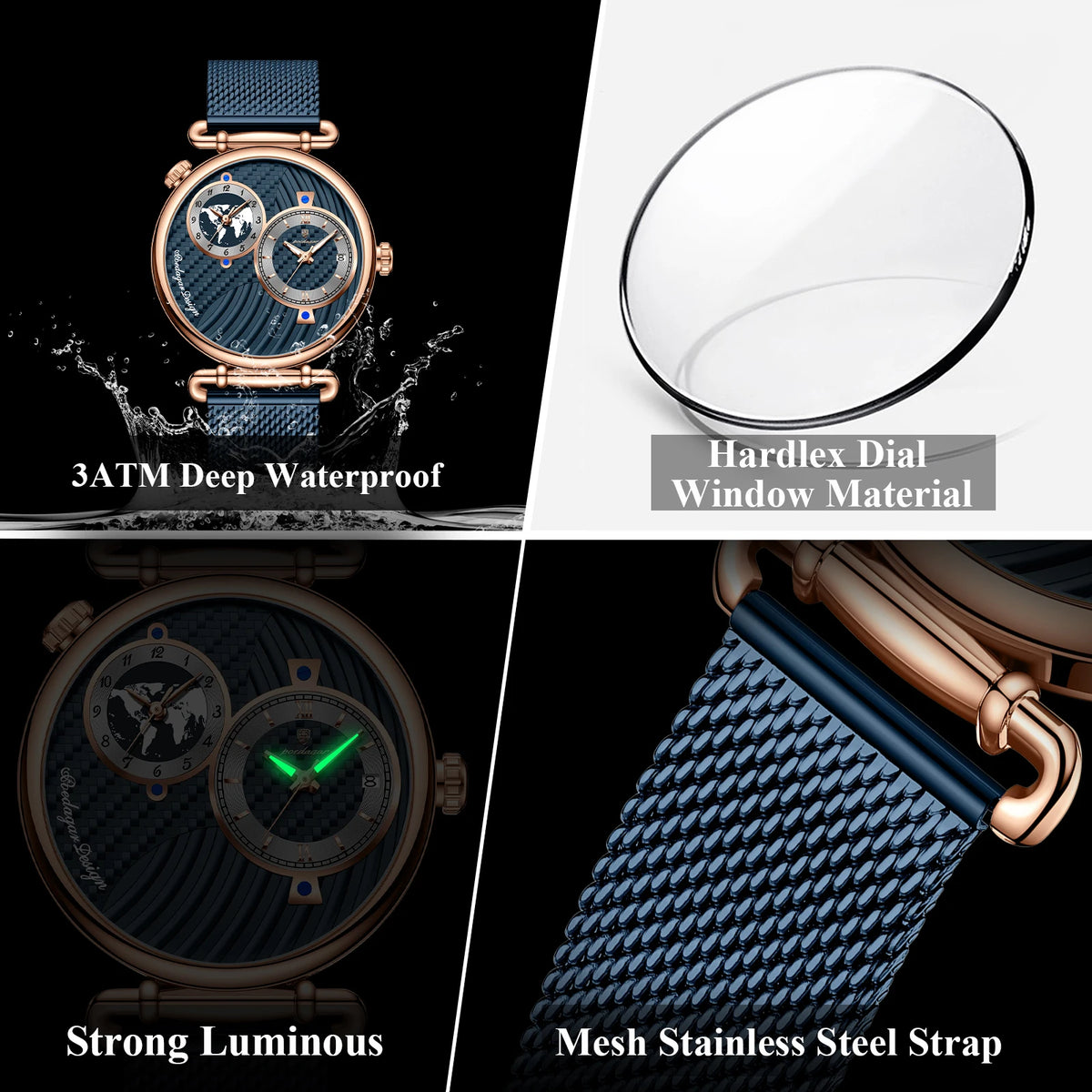 POEDAGAR 848 Men’s Dual Time Zone Quartz Watch
