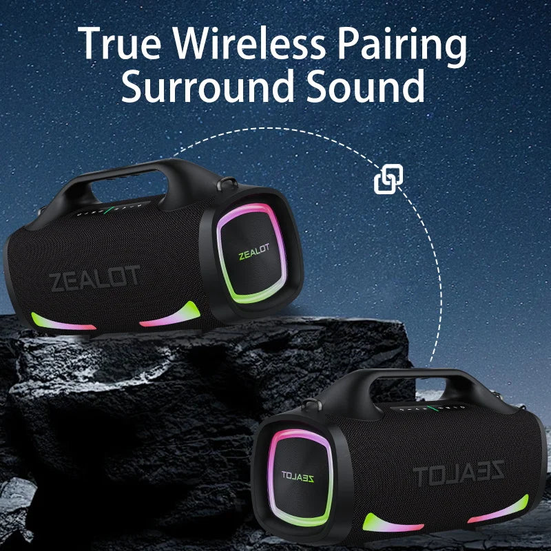 Zealot S79 100W Portable Speaker - Wireless Outdoor HiFi Sound 24000mAh Zealot