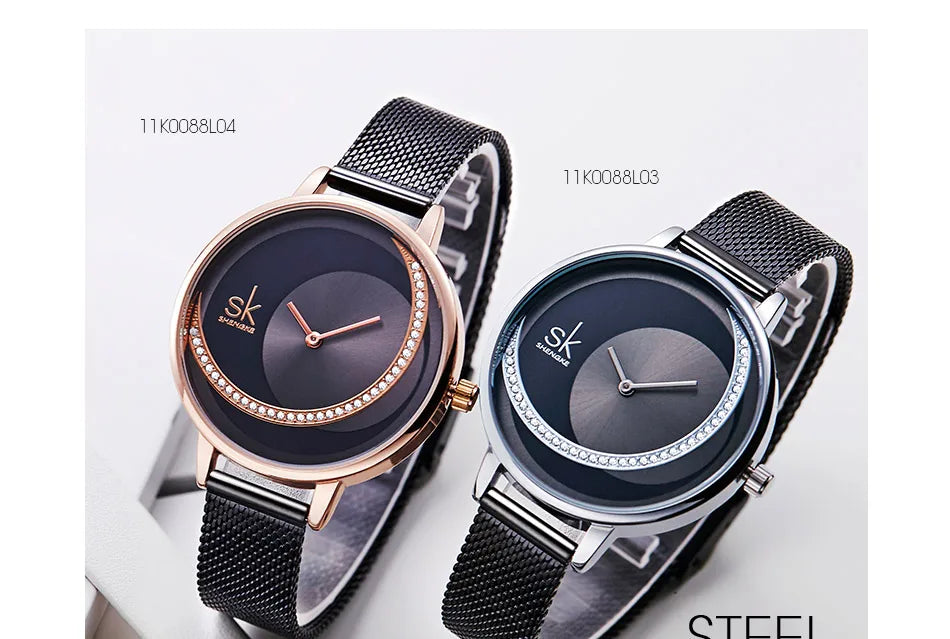 Shengke Crystal Women’s Watch - Luxury Brand Dress Watch