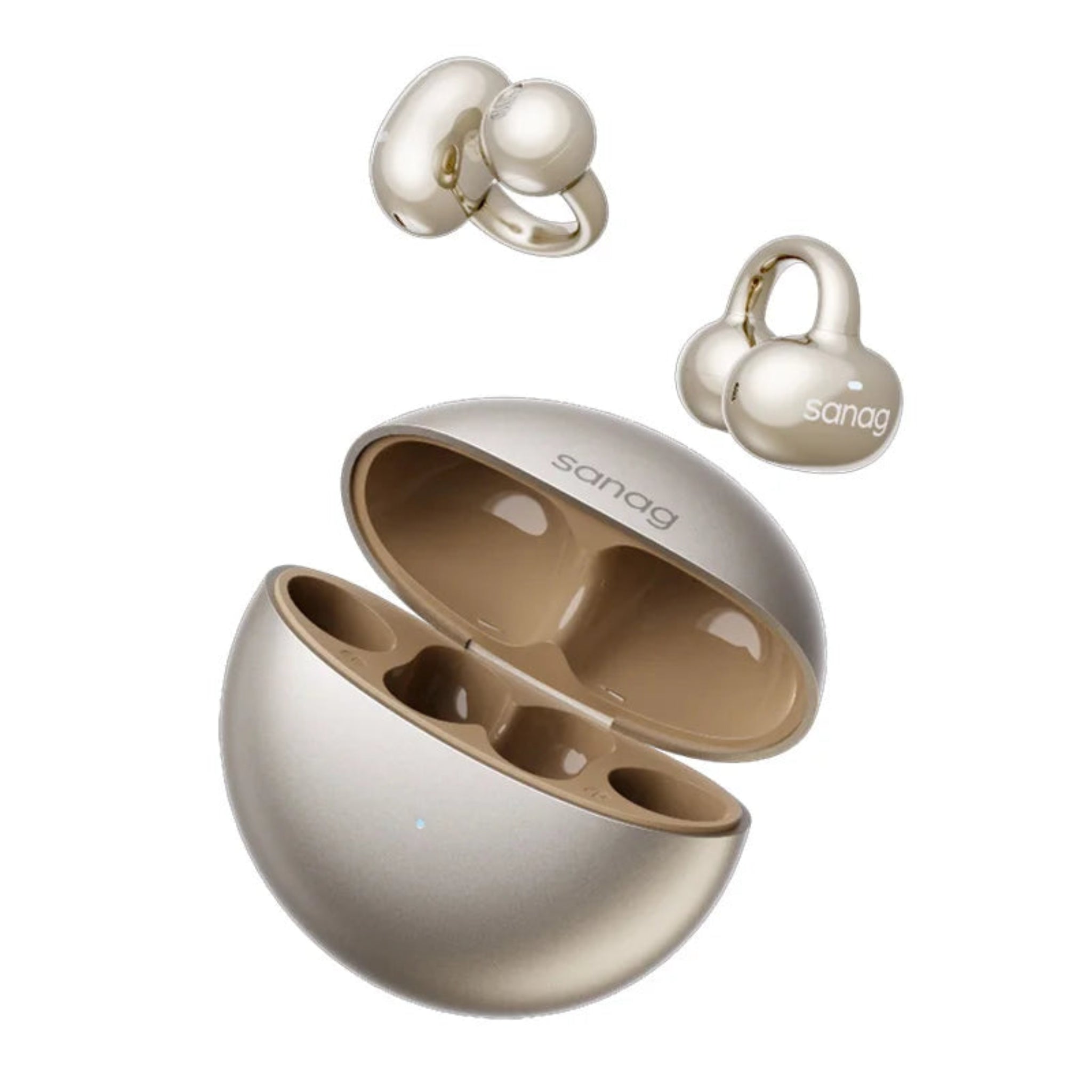 Sanag S6S Free Clip Open Ear Earphone Ear Clip 3D Stereo Sound Bluetooth Headphones OWS Sport Wireless Headset TWS Earbuds in purple color with charging case.