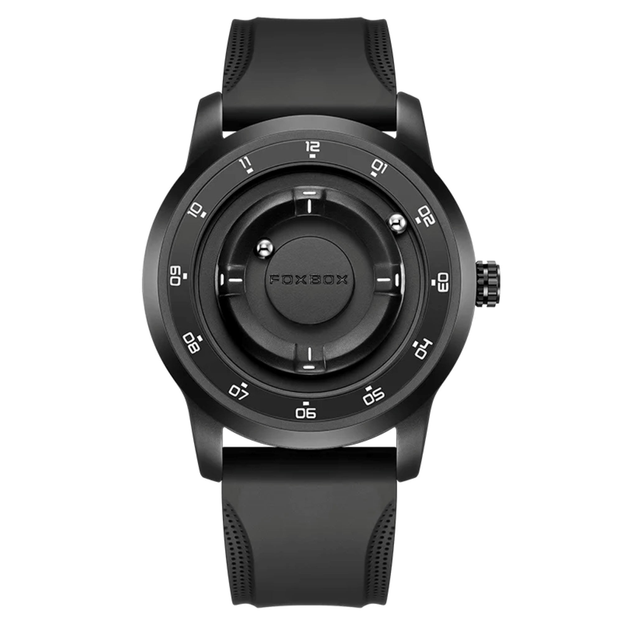 Black watch with unique design on a white background