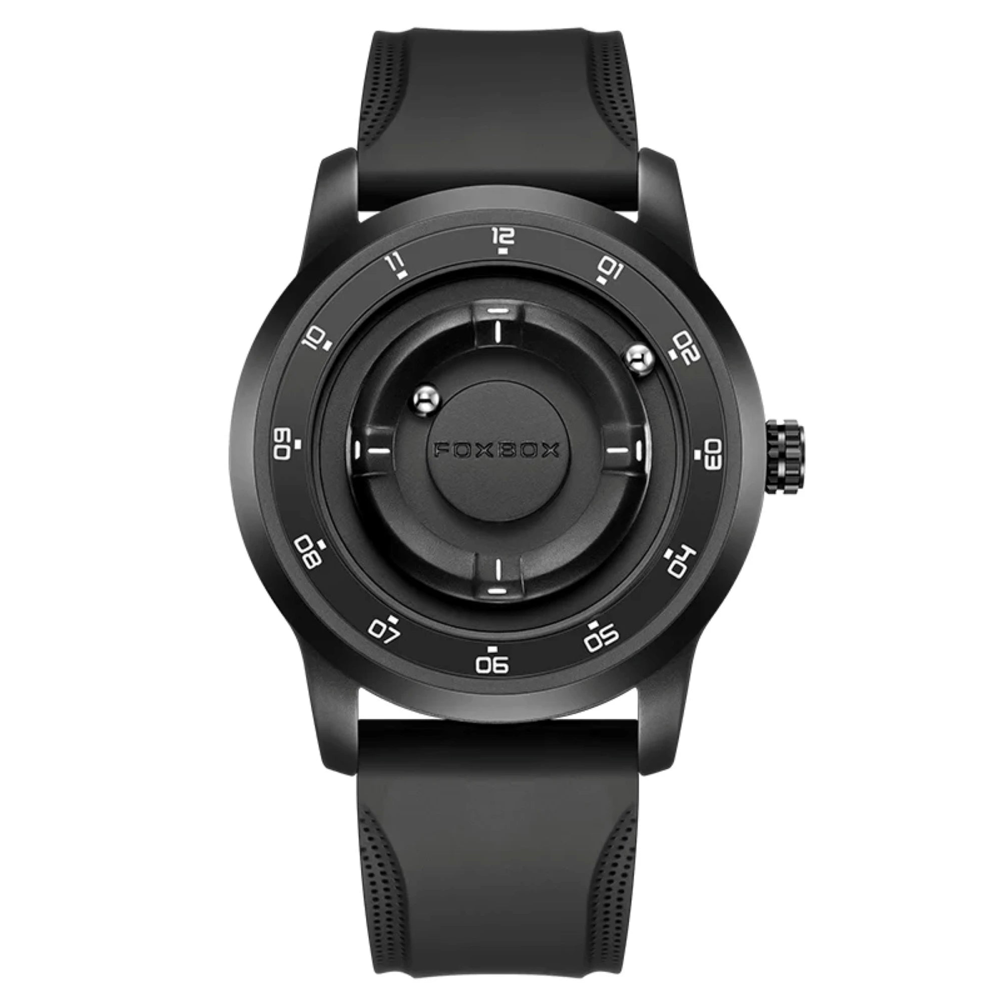 Black smartwatch with a unique design on a white background