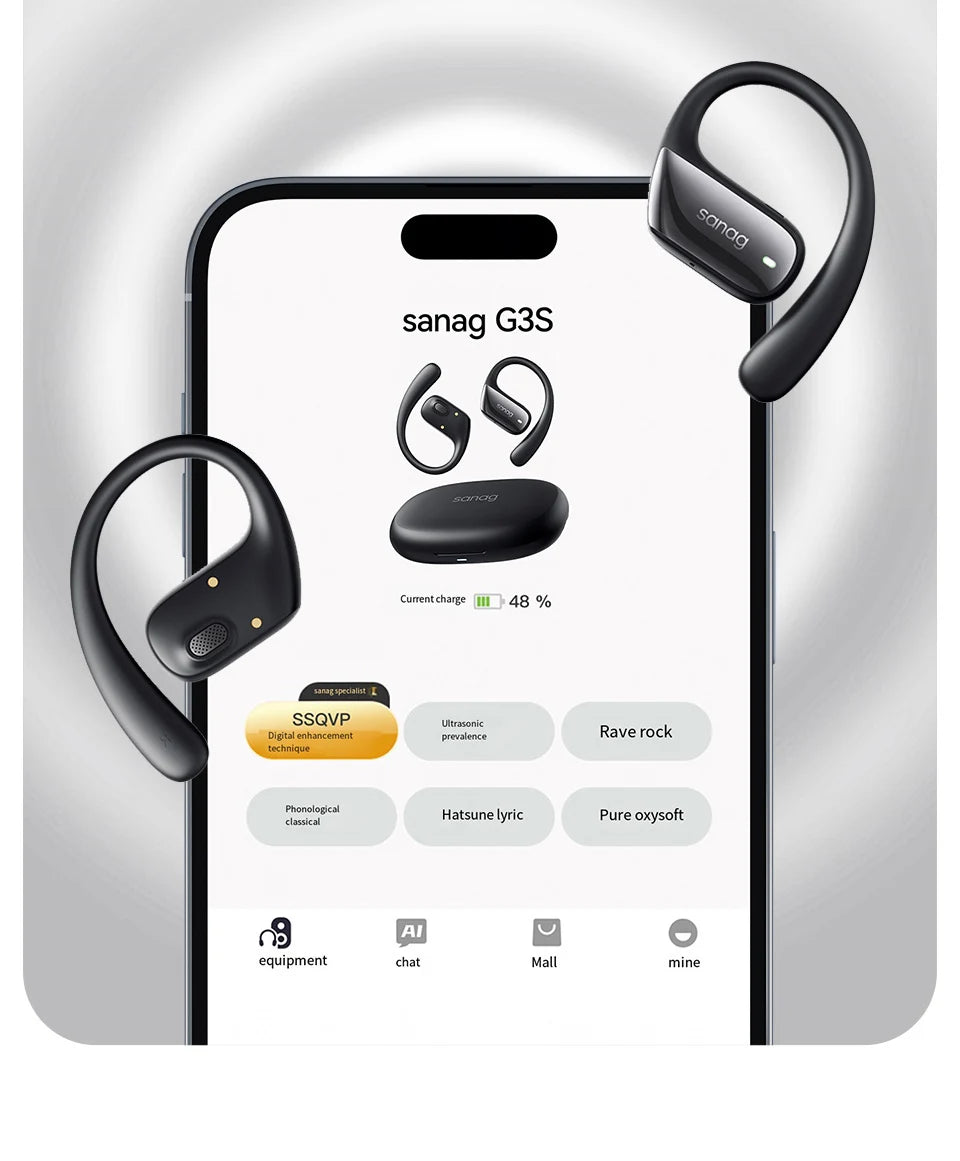 Sanag G3S Open-Ear Earphone Bluetooth Wireless Bluetooth 5.4 Headphones IPX5 Waterproof Air conduction Sports Ear Hooks - Goldener Wahl