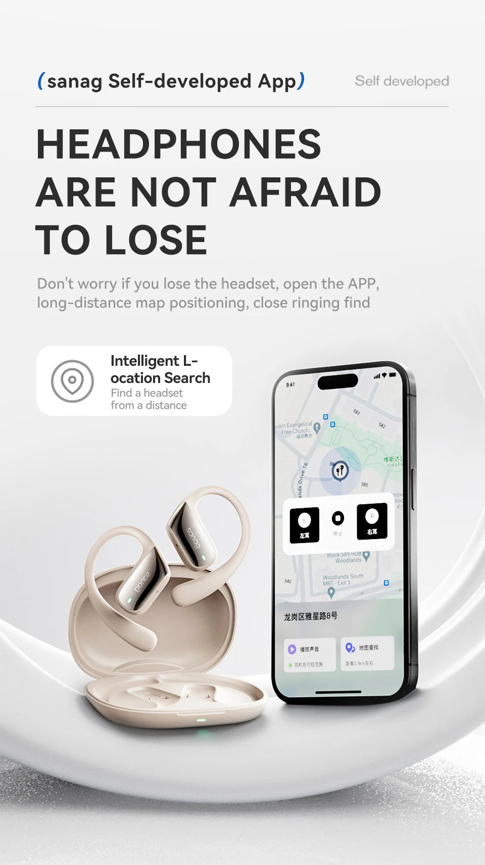 Sanag G3S Open-Ear Earphone Bluetooth Wireless Bluetooth 5.4 Headphones IPX5 Waterproof Air conduction Sports Ear Hooks - Goldener Wahl