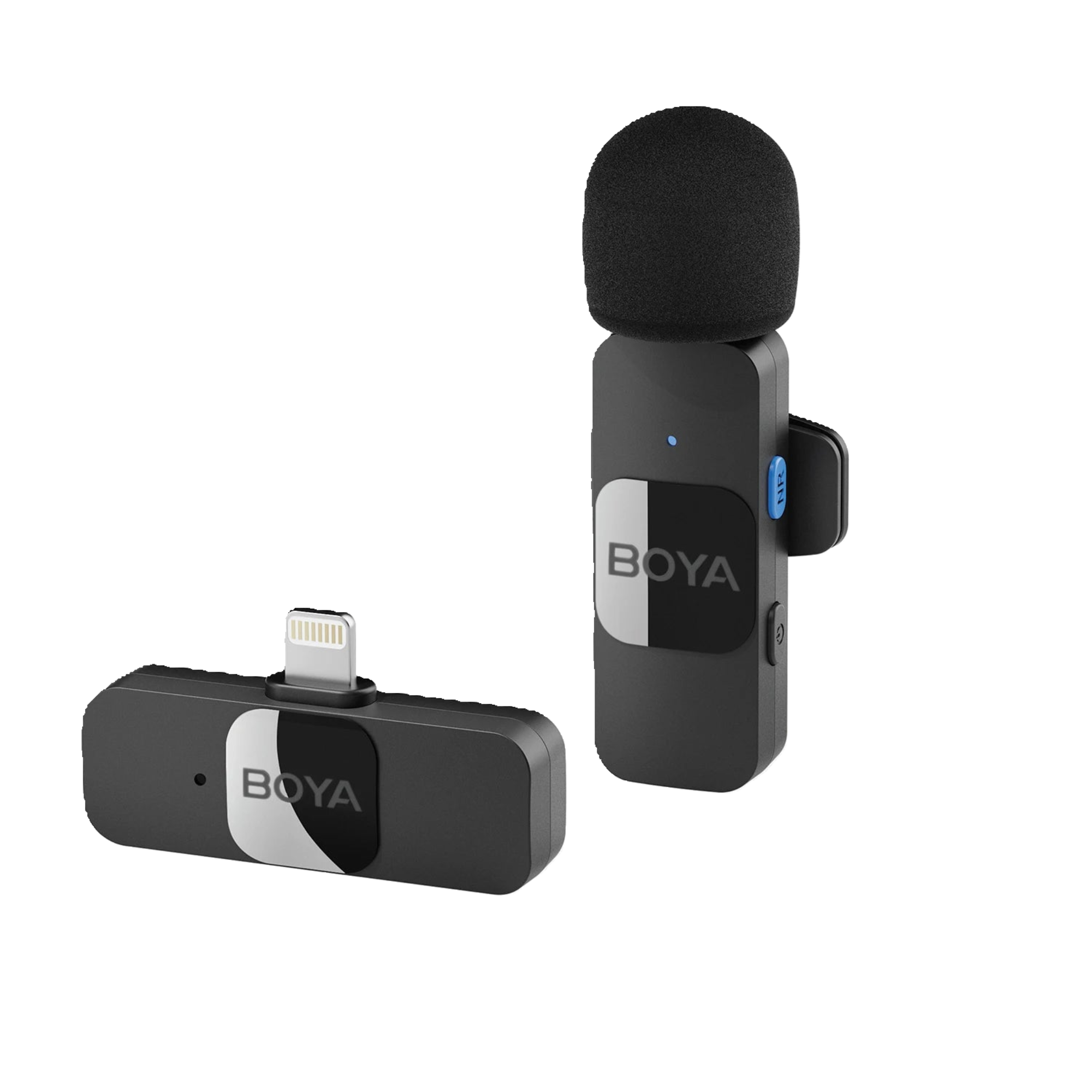 BOYA BY-M1 wireless microphone transmitter on a white background