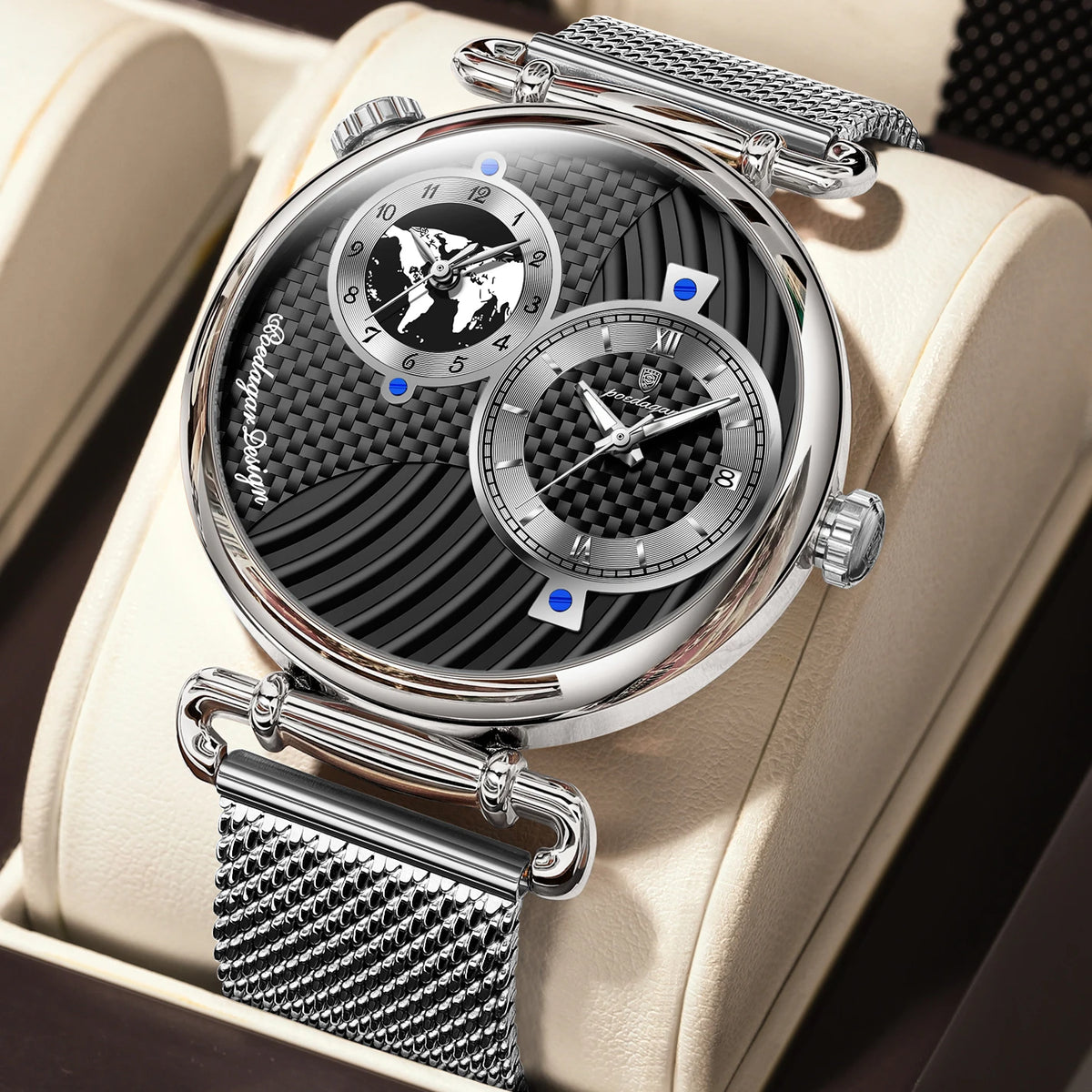 POEDAGAR 848 Men’s Dual Time Zone Quartz Watch