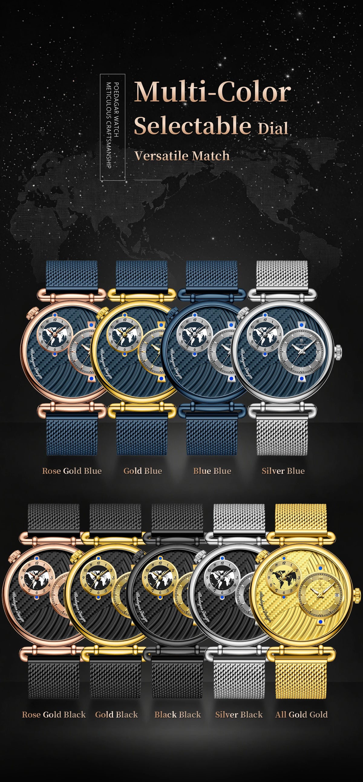 POEDAGAR 848 Men’s Dual Time Zone Quartz Watch