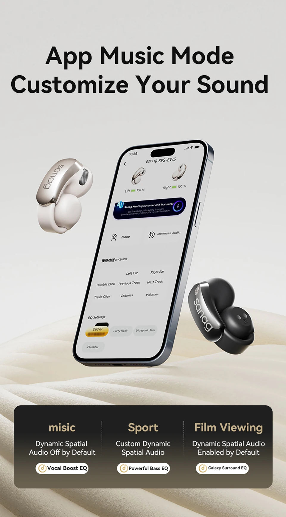 Sanag S9S AI Ear Clip Headset - Goldener Wahl