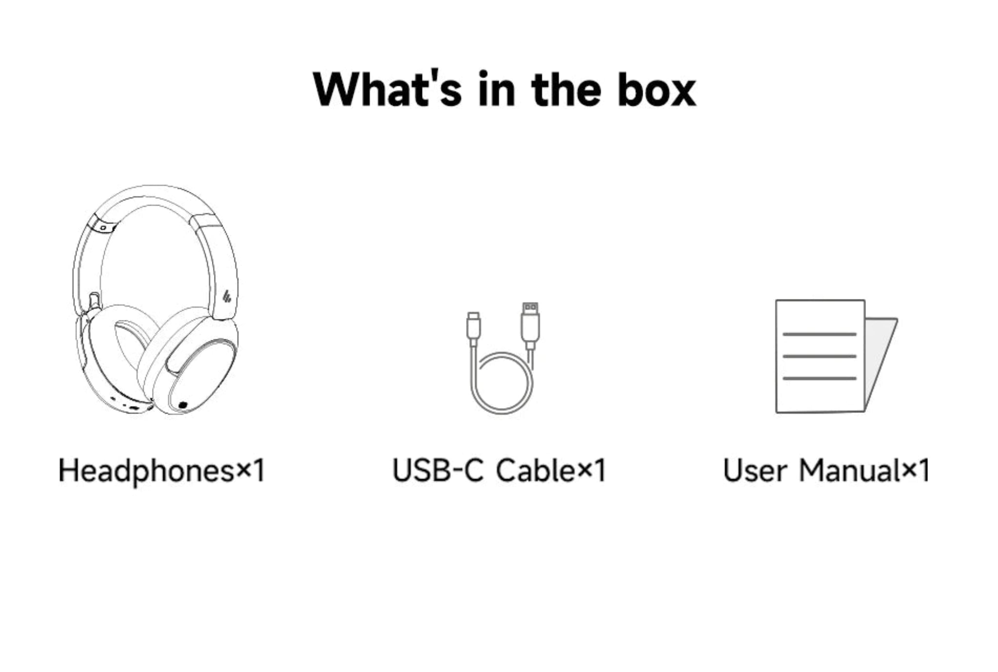List of items included in a box with icons and text on a white background