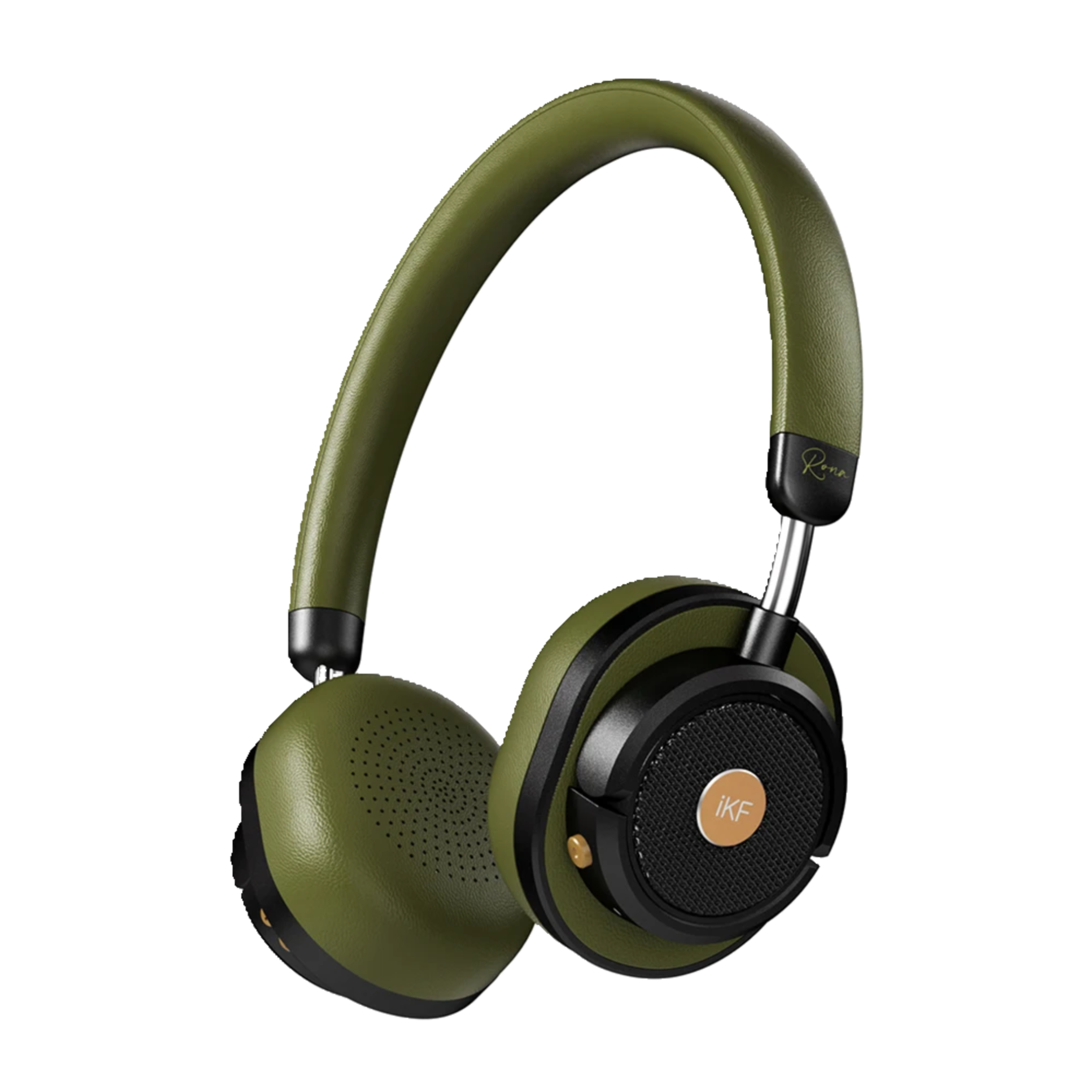 Premium over-ear headphones placed on a sound mixing console in a professional recording studio