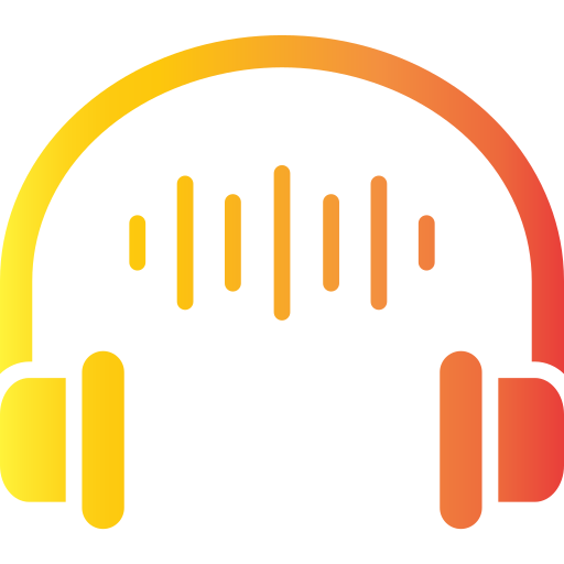 Music note icon with a yellow and orange circle on a white background