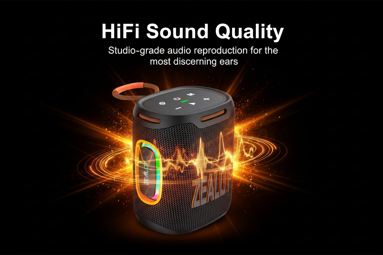ZEALOT S122 Wireless Bluetooth Speaker - 25W Premium Portable Audio with LED Ring & 6000mAh Battery