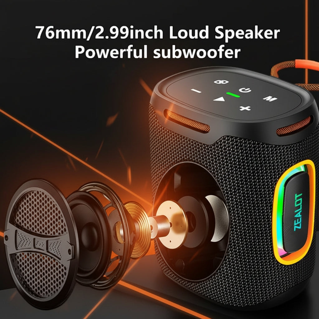 ZEALOT S122 Wireless Bluetooth Speaker - 25W Premium Portable Audio with LED Ring & 6000mAh Battery