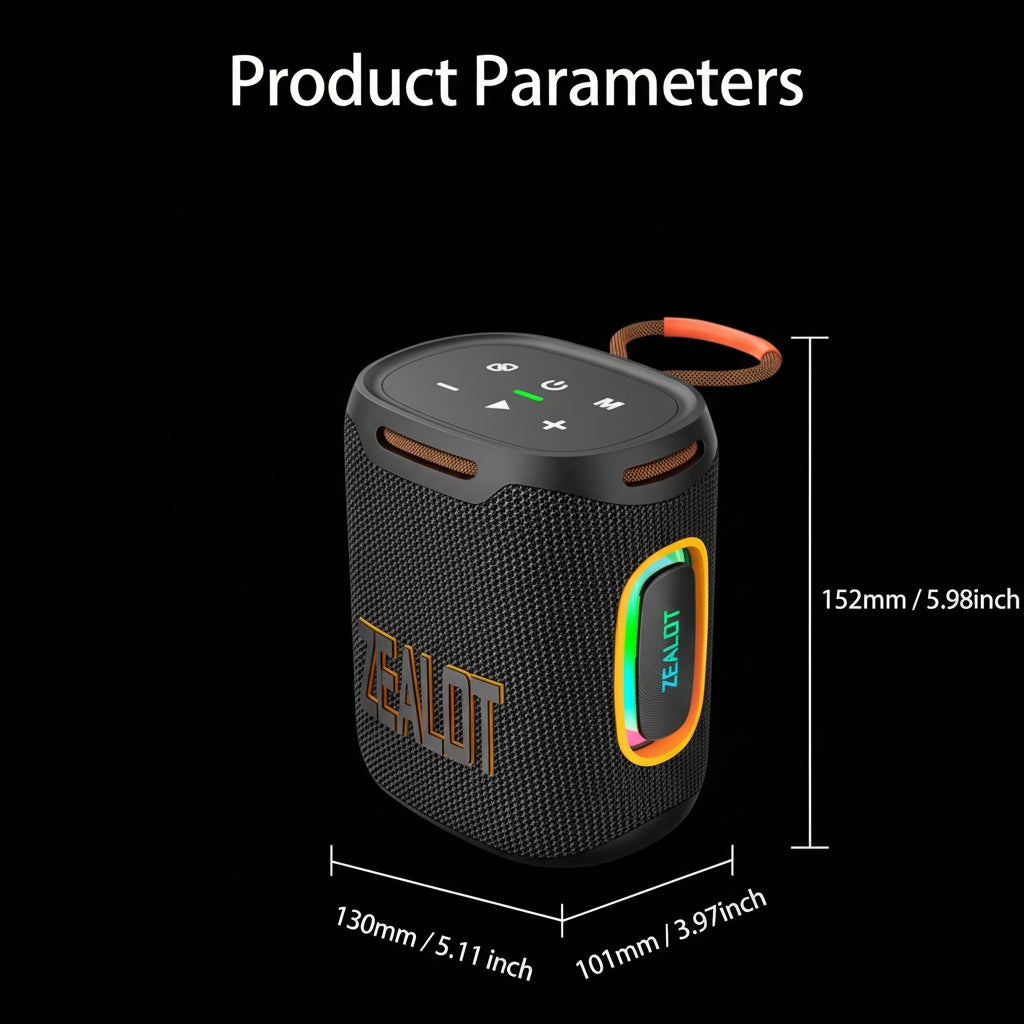 ZEALOT S122 Wireless Bluetooth Speaker - 25W Premium Portable Audio with LED Ring & 6000mAh Battery