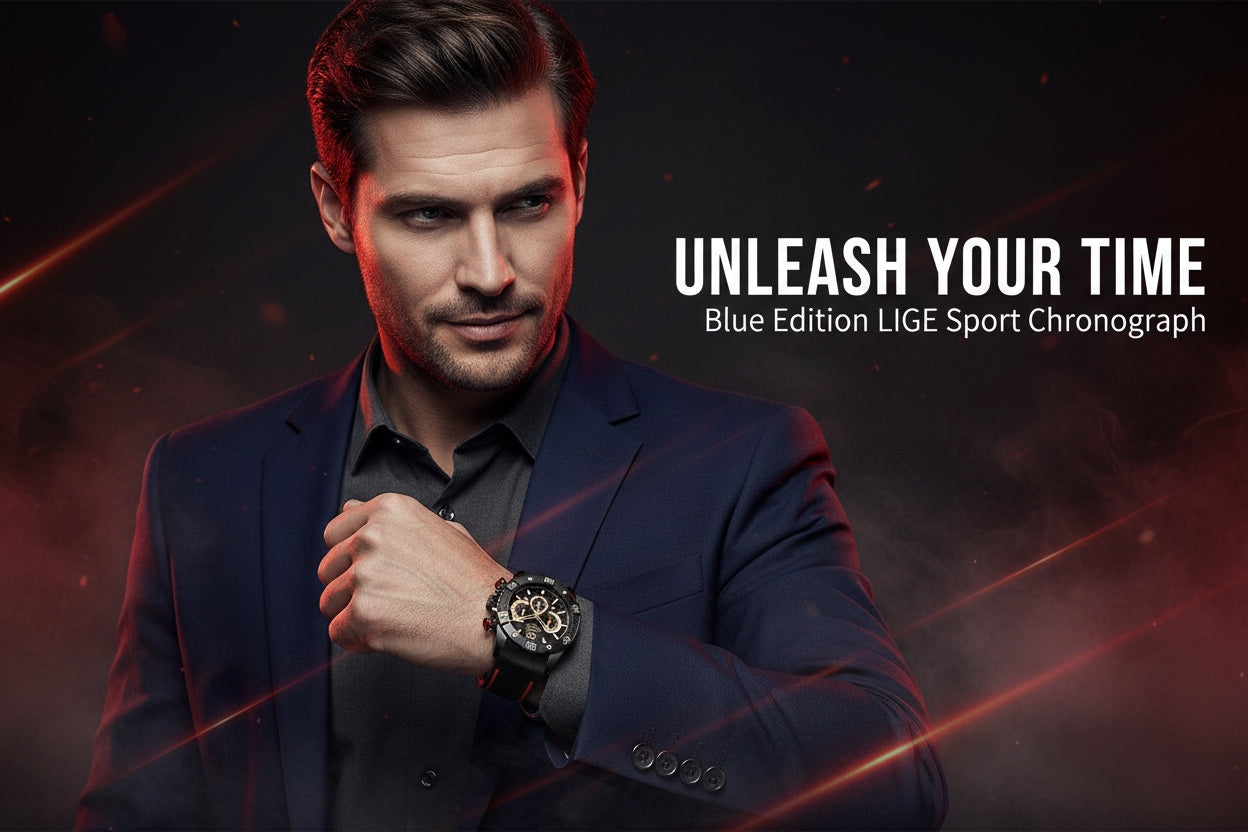 LIGE men's chronograph watch - luxury sports timepiece main product image