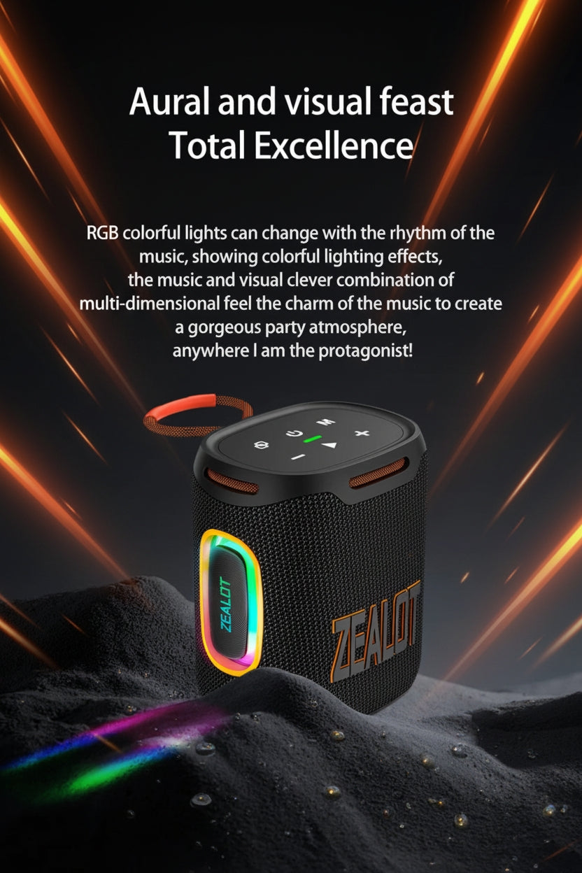 ZEALOT S122 Wireless Bluetooth Speaker - 25W Premium Portable Audio with LED Ring & 6000mAh Battery