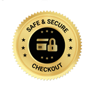 Gold and black badge with 'Safe & Secure Checkout' text and icons.