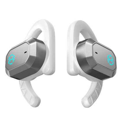 A pair of Edifier Air 2 open ear wireless earbuds with ear loops in a black color.