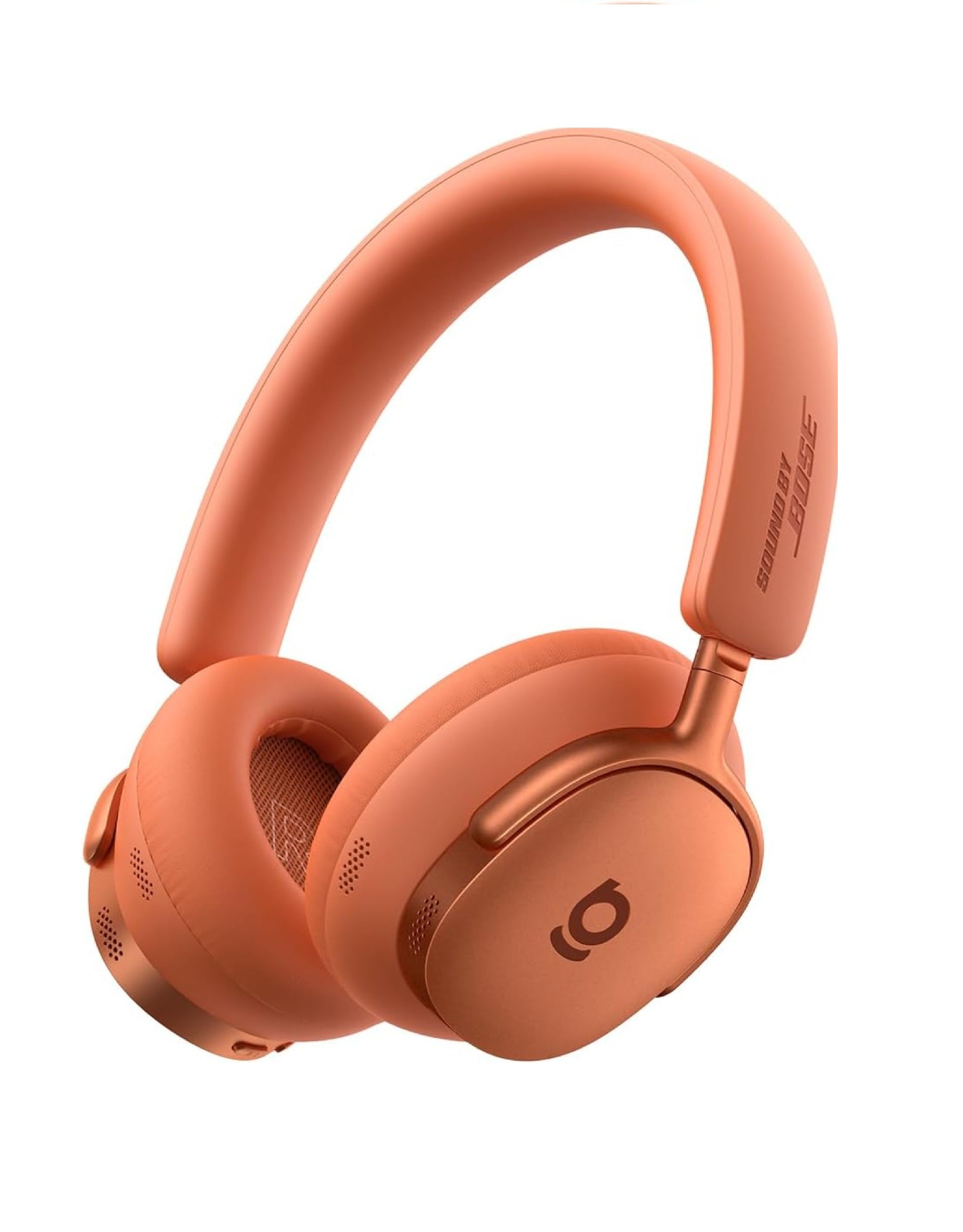 Copper-colored headphones on a white background