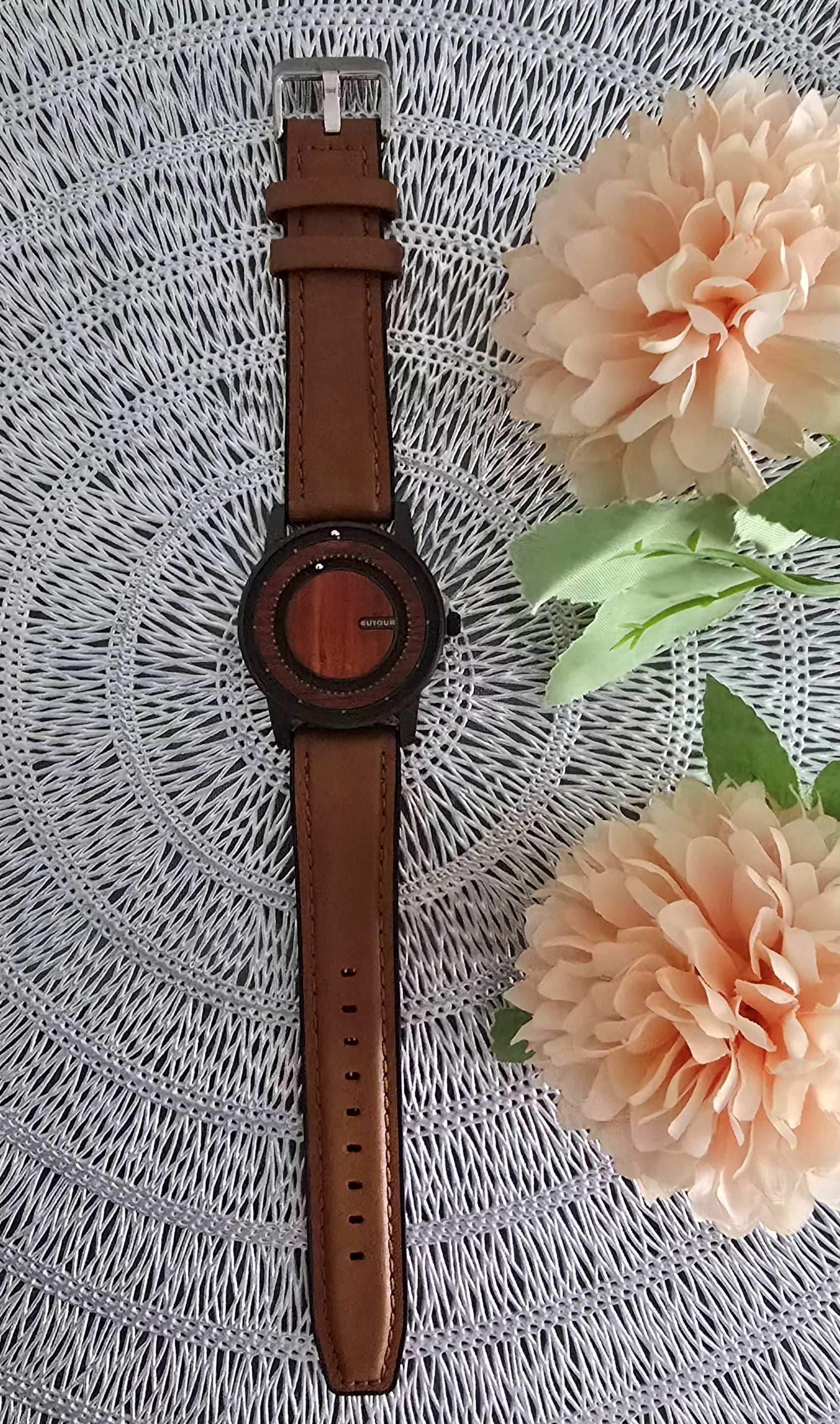 EUTOUR Montre Perles Magnétiques | Bois & Cuir PU Unisexe
