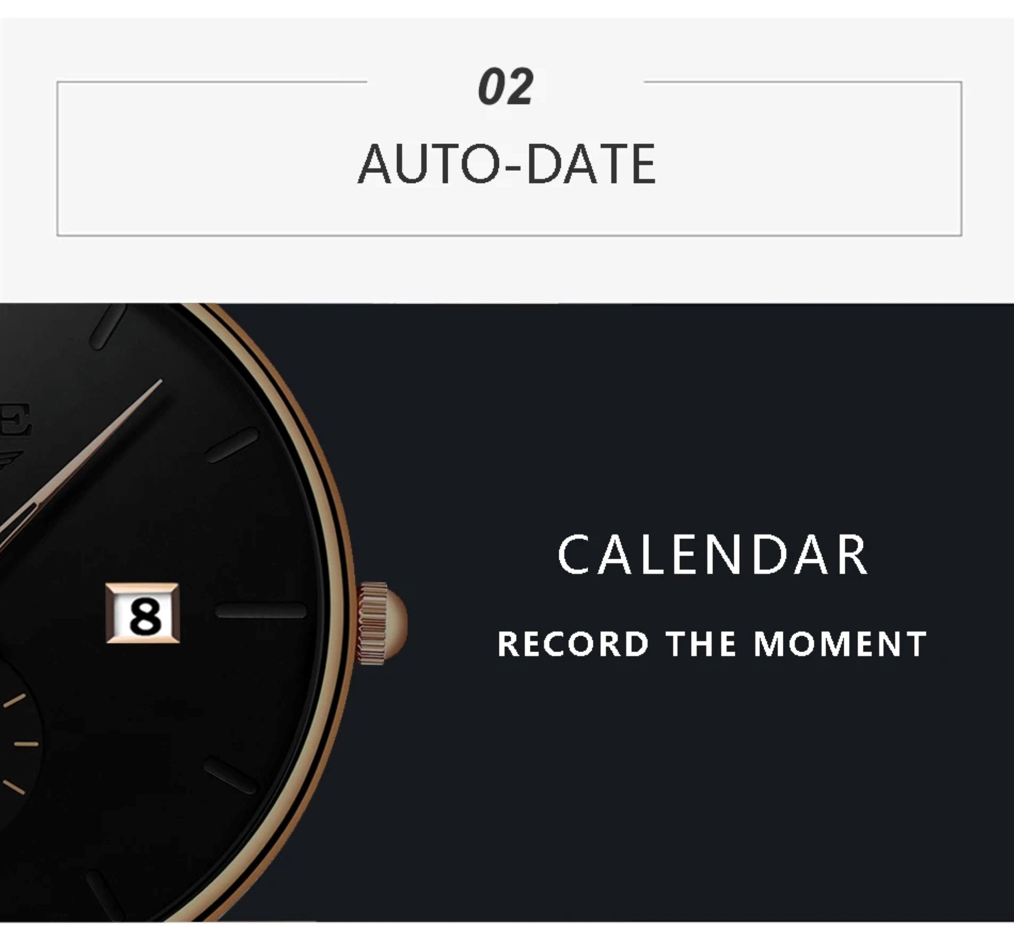 Watch with calendar feature on a black background