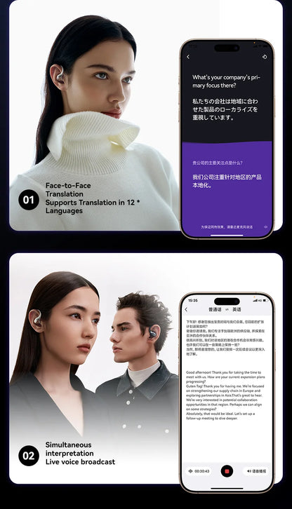 Sanag G9S Wireless Bluetooth Headphones Open-Ear Bluetooth 5.2 Wireless Earphones AI Translation Headphones IPX4 Sport Ear Hooks - Goldener Wahl 
