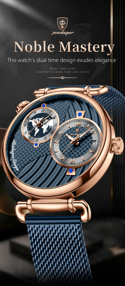 POEDAGAR 848 Men’s Dual Time Zone Quartz Watch
