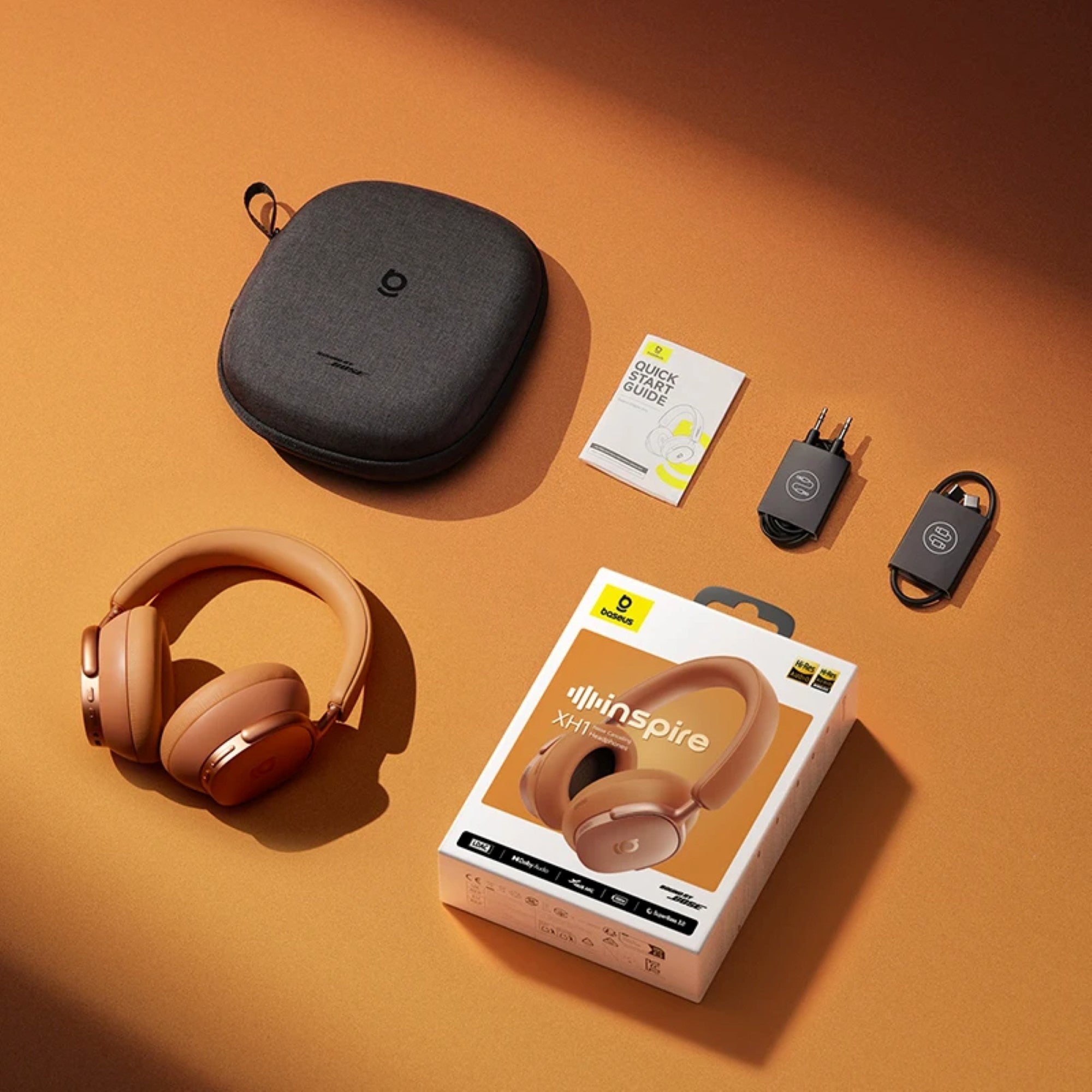 Alt Text: "Baseus Inspire XH1 wireless headphones complete package showing value and premium audio excellence
