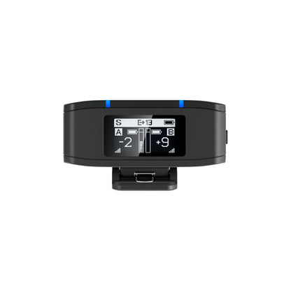Black electronic device with digital display on a white background