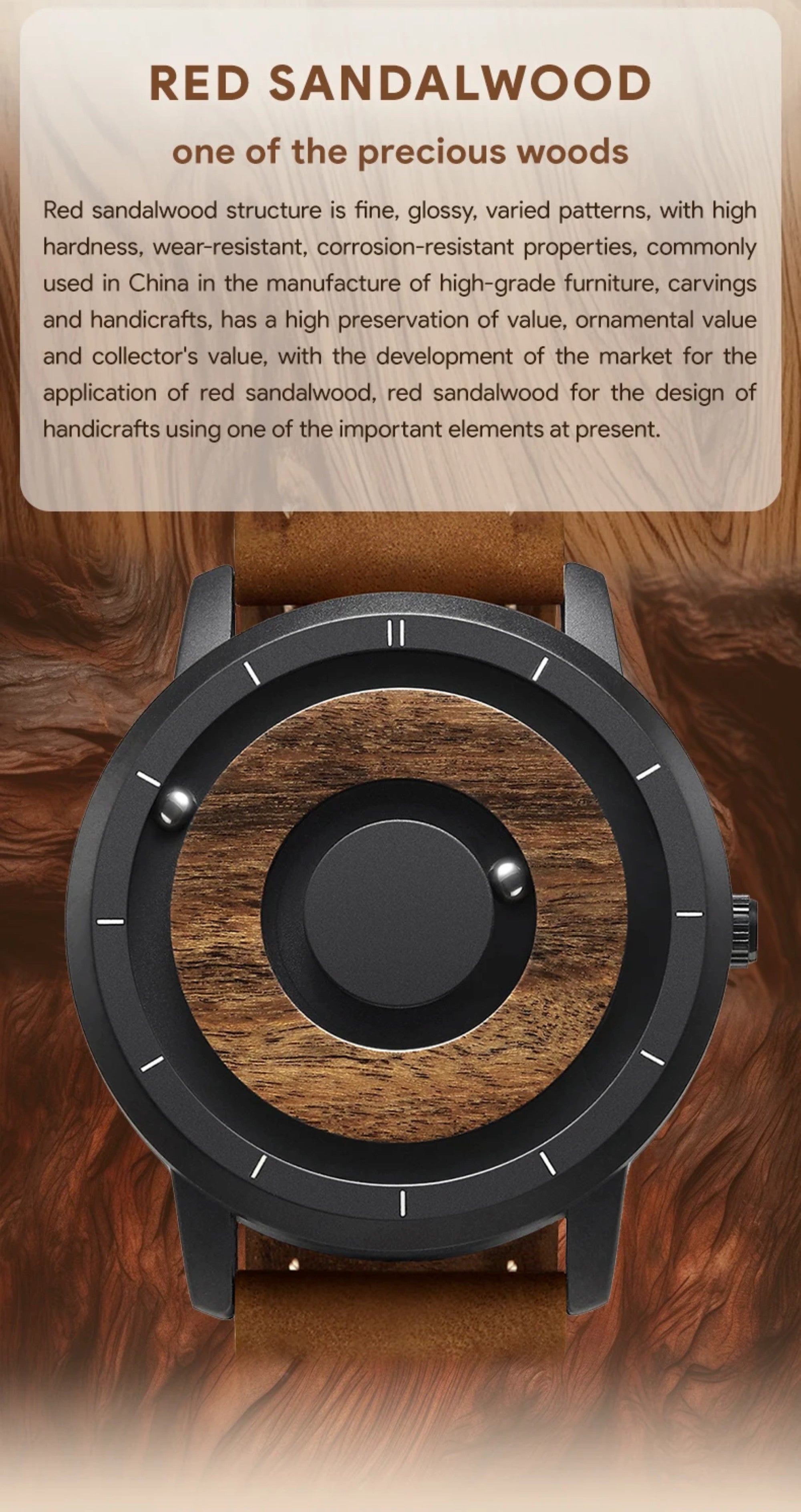 EUTOUR Magnetic Bead Watch - Wooden Design Unisex Timepiece EUTOUR