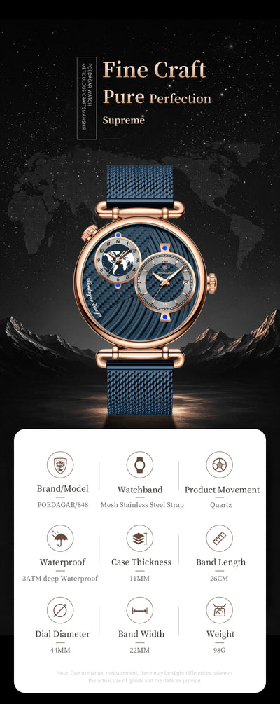 POEDAGAR 848 Men’s Dual Time Zone Quartz Watch