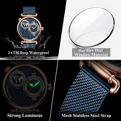 POEDAGAR 848 Men’s Dual Time Zone Quartz Watch