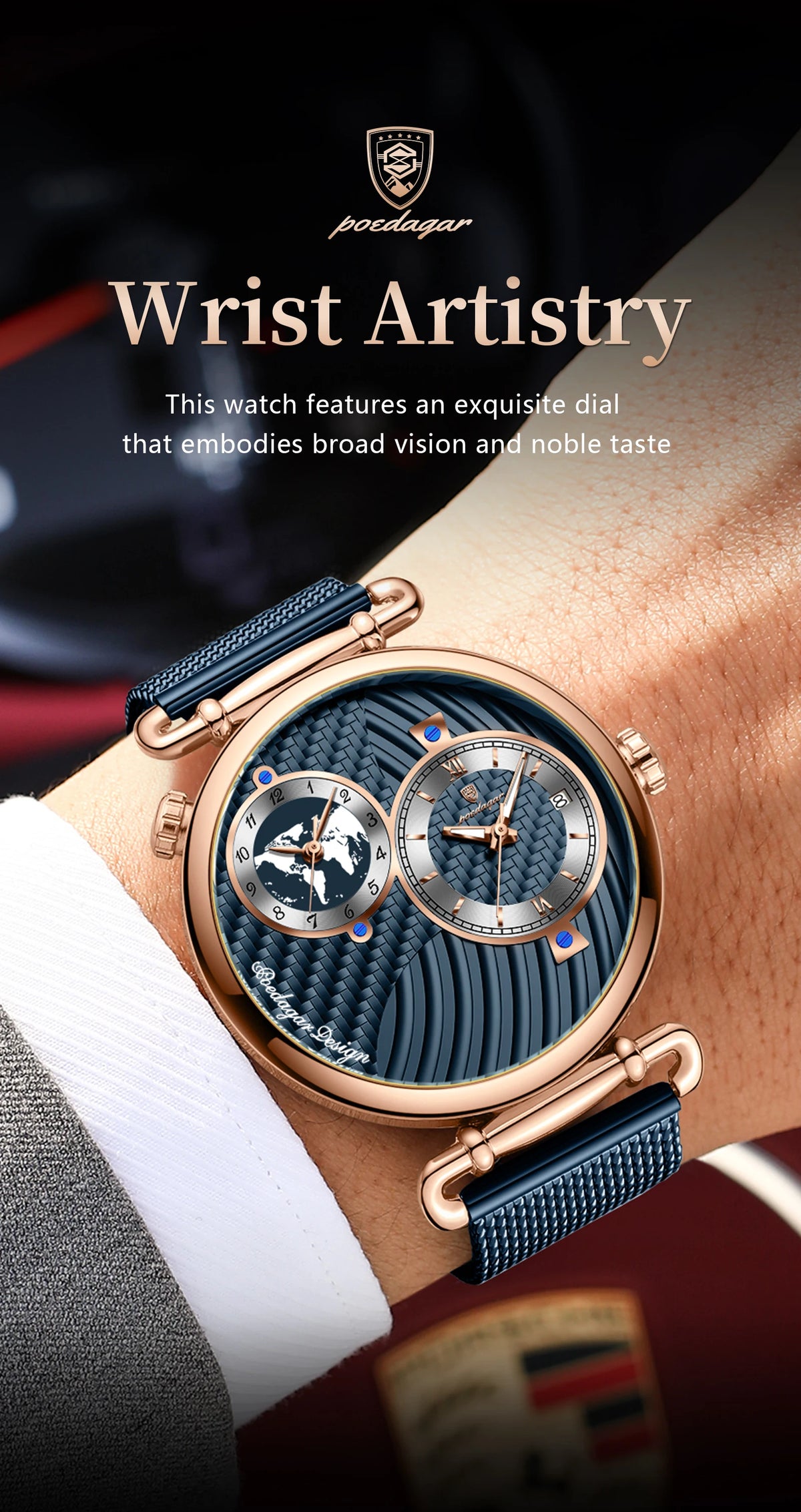 POEDAGAR 848 Men’s Dual Time Zone Quartz Watch