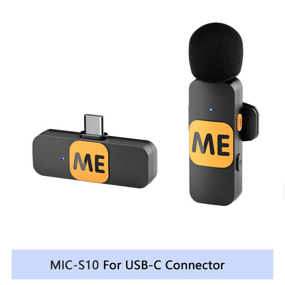Microphone and receiver with 'ME' label for USB-C connector on a white background