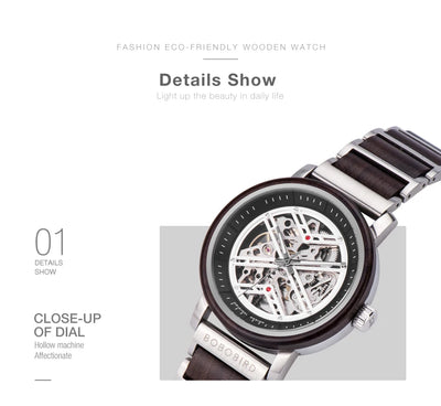 BOBO BIRD GT119 Men’s Wooden Mechanical Watch – Personalized