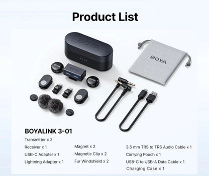 BOYA BOYALINK 3 Professional Wireless Lavalier Microphone BOYA