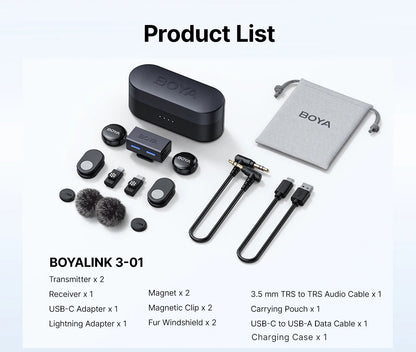 BOYA BOYALINK 3 Professional Wireless Lavalier Microphone
