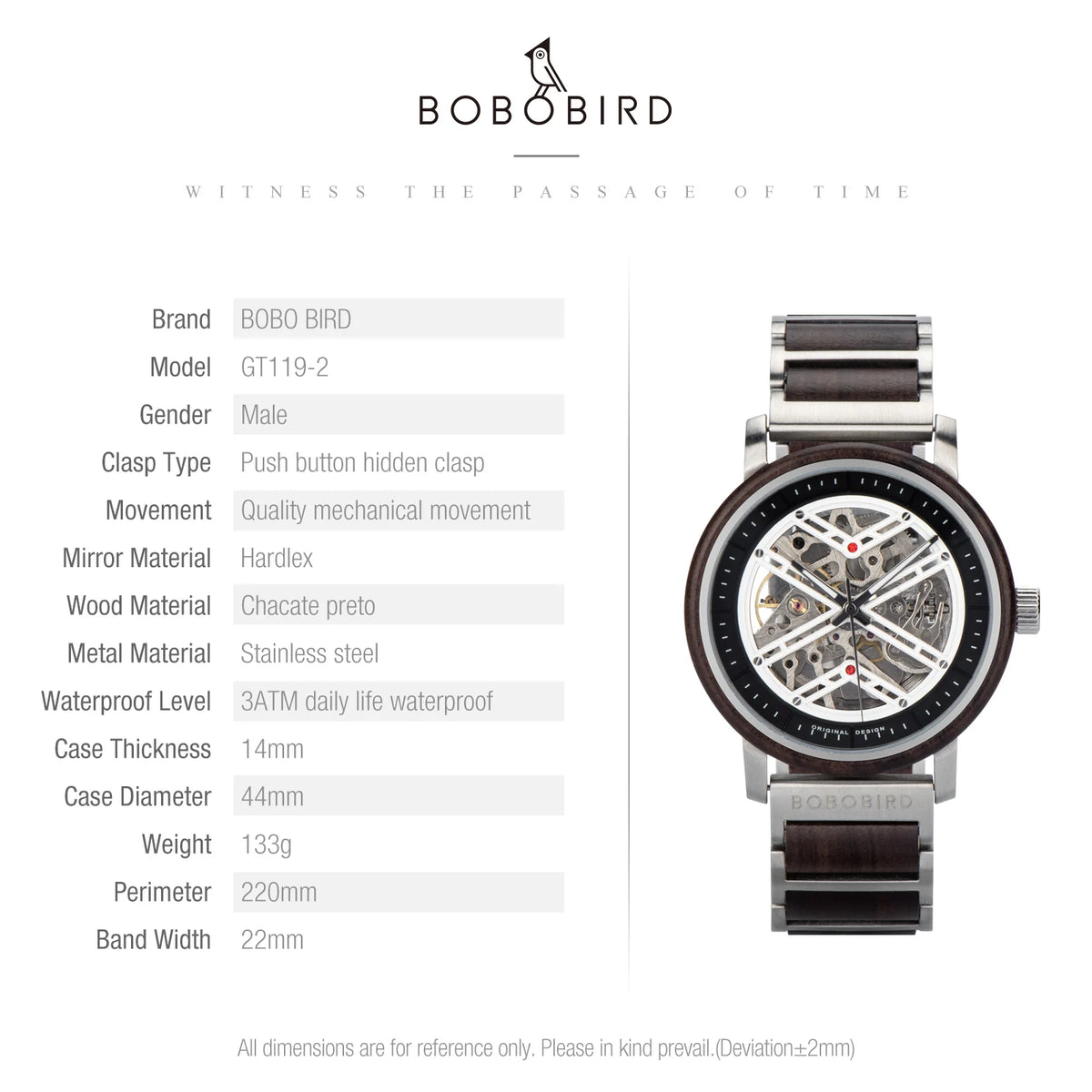 BOBO BIRD GT119 Men’s Wooden Mechanical Watch – Personalized