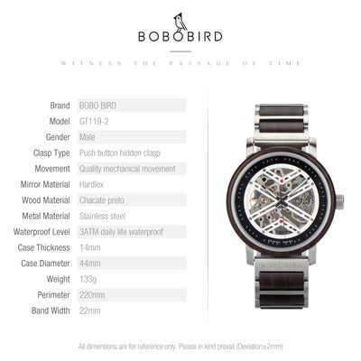 BOBO BIRD GT119 Men’s Wooden Mechanical Watch – Personalized