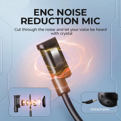 ENC Noise Reduction Mic with detachable design on a blue background