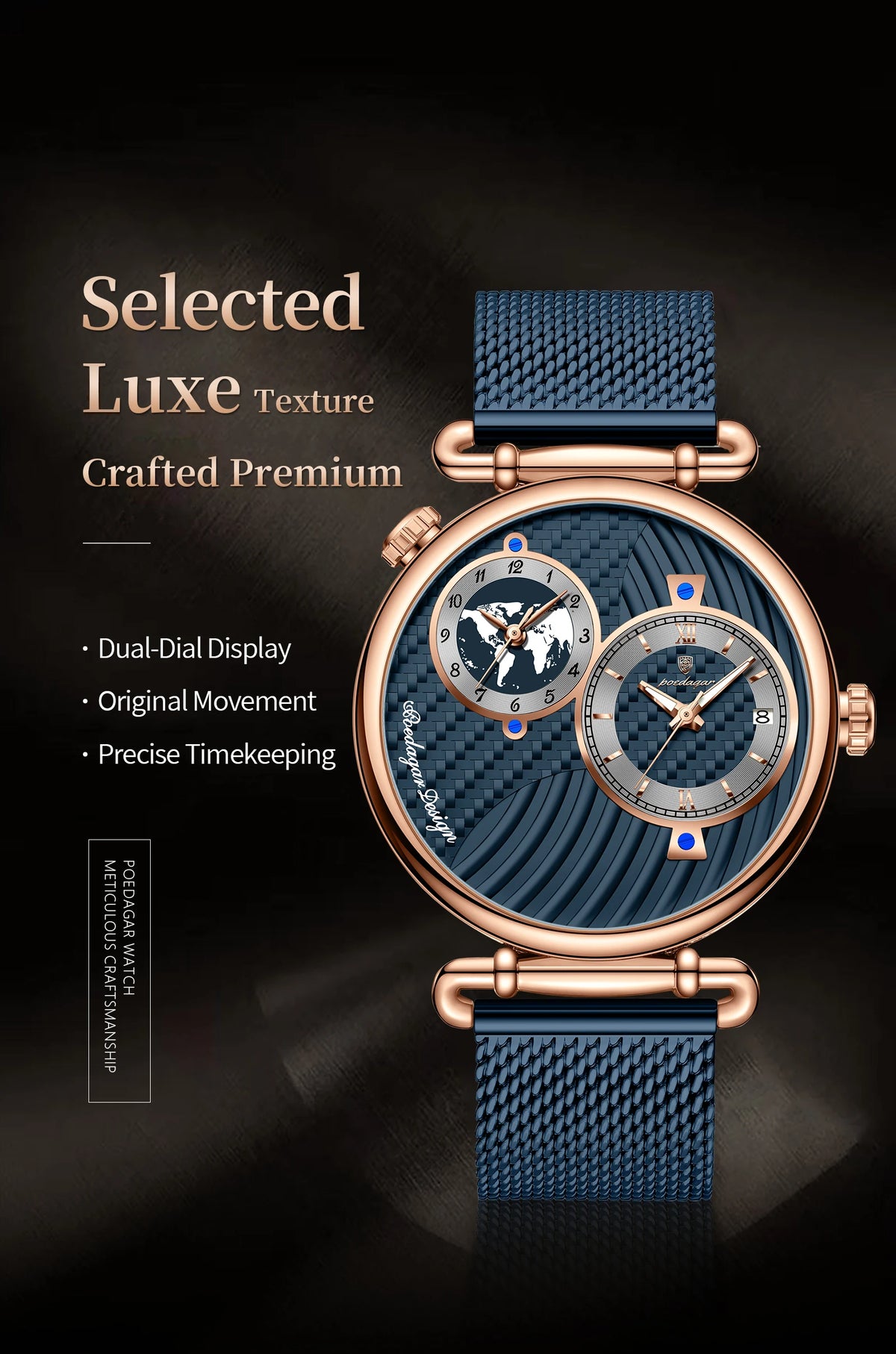 POEDAGAR 848 Men’s Dual Time Zone Quartz Watch
